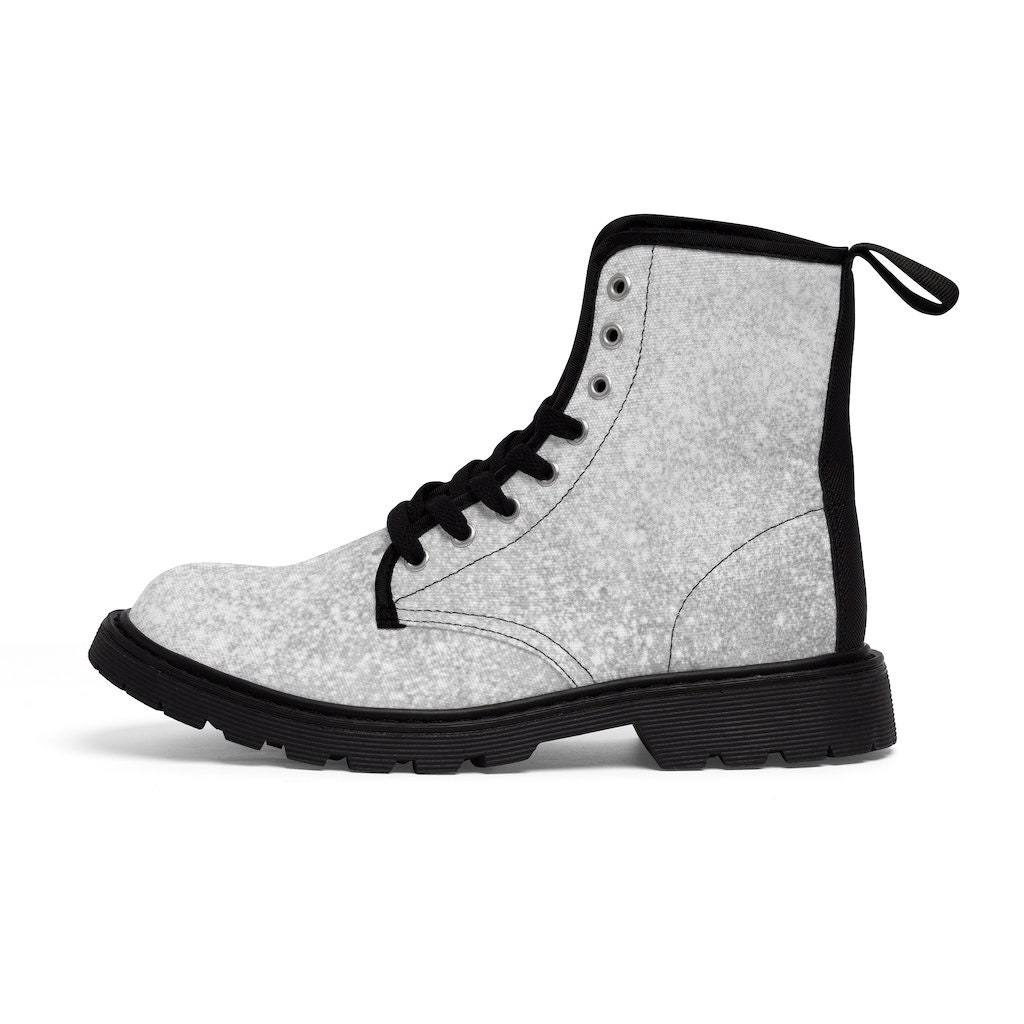 White Glitter Boots Silver Glitter Boots Woman s Combat Boots Bride to Be Wedding Boots Women s Canvas Boots Gifts for Her Etsy