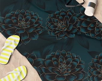 Patrón de flores de cerceta Toalla de playa estándar, 30x60, Toalla de playa, accesorio de baño, te mantiene seco