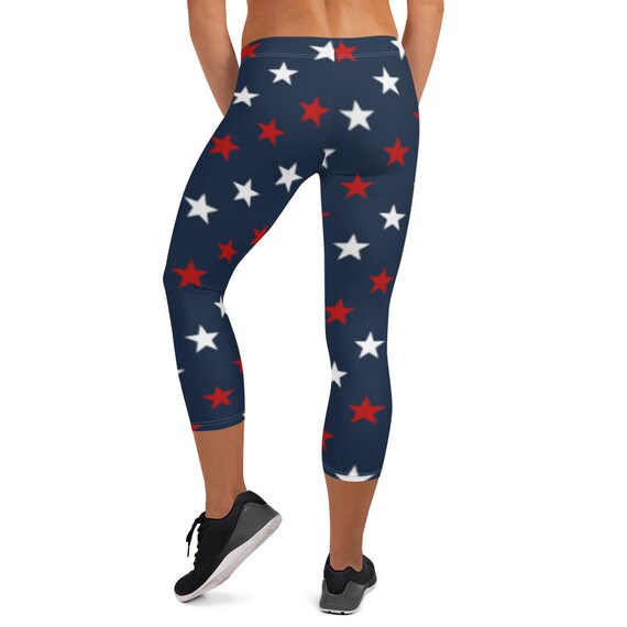 Womans Capri Leggings 4th of July Red 