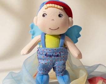 HABA Schutzengel mit Namen | Personalisierte Stoffpuppe | Kuschelpuppe | Geschenk zur Geburt | Taufgeschenk | Babygeschenk