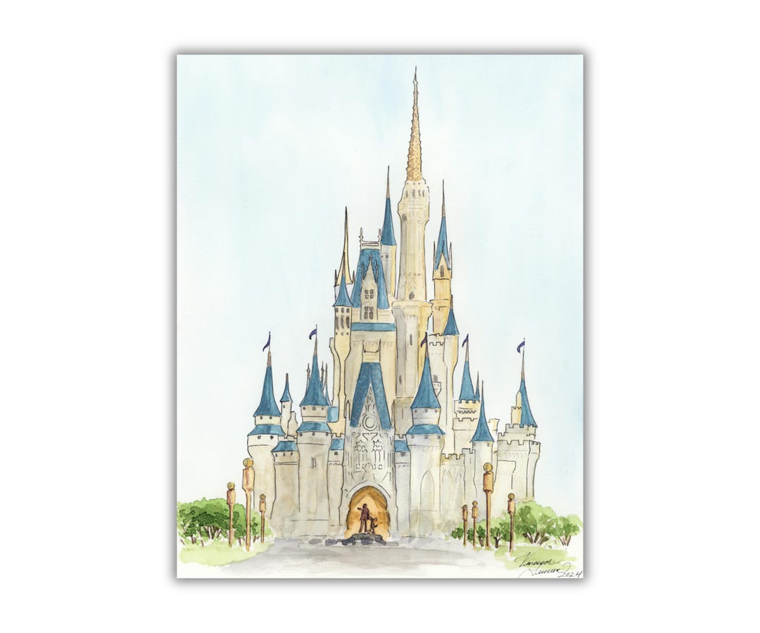 Disney Castle Watercolor Print - Etsy