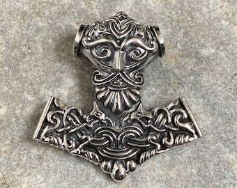 Sterling Silver Celtic Oxidised Anchor, Hammer, Thors Mjölnir Viking Pendant