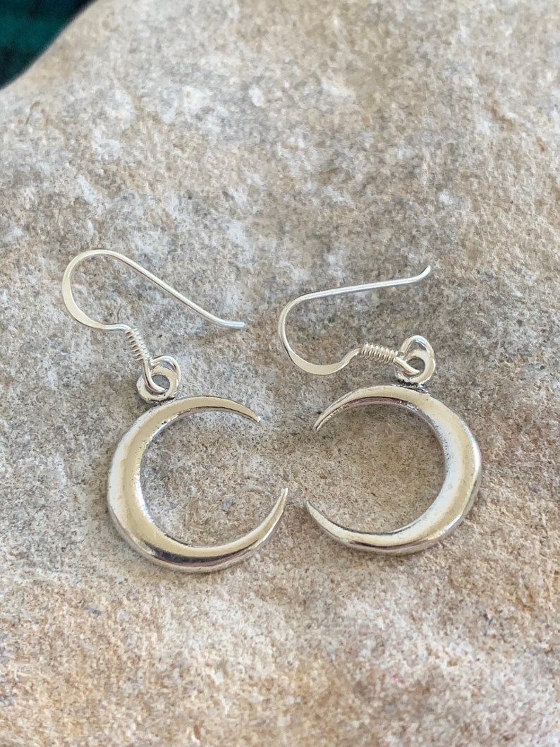 Sterling Silver Simplistic Crescent Moon Drop Earrings