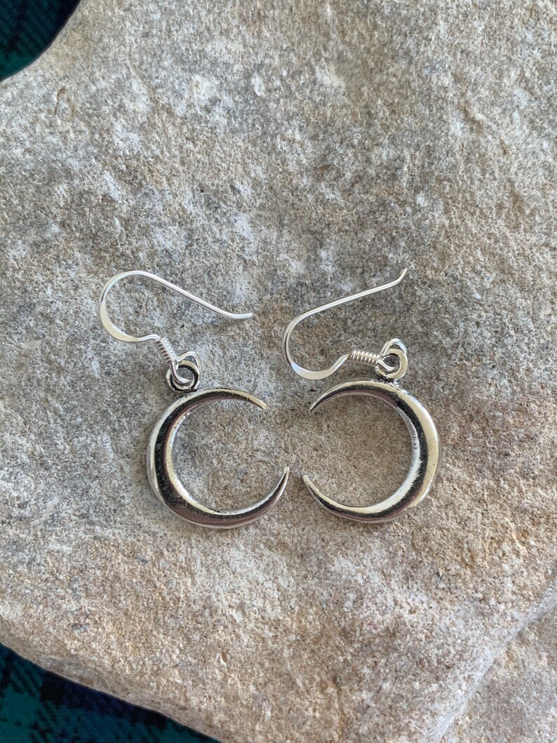 Sterling Silver Simplistic Crescent Moon Drop Earrings