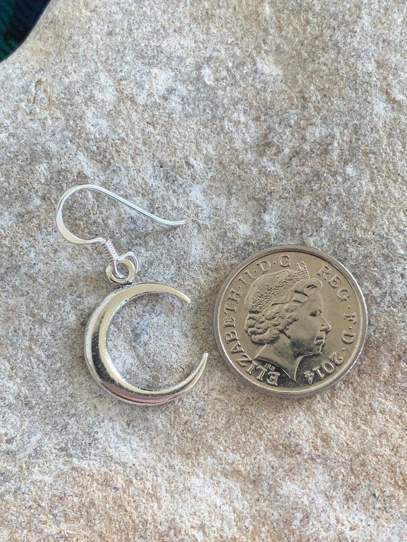 Sterling Silver Simplistic Crescent Moon Drop Earrings