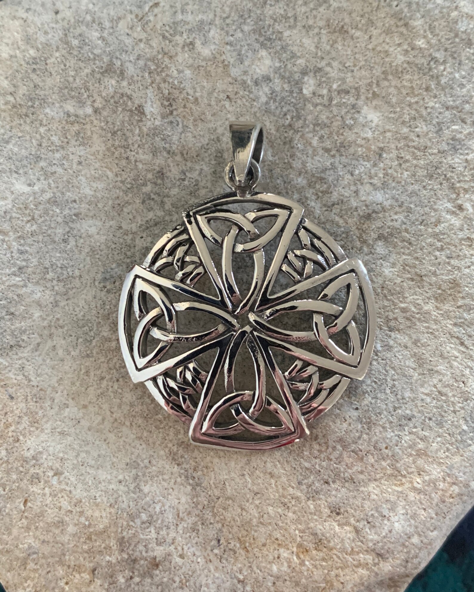 Sterling Silver Celtic Carolingian Cross Pendant Celtic - Etsy