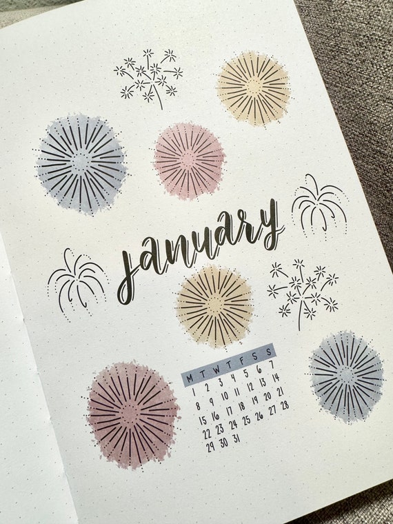 Premade A5 Bullet Dotted Journal Planner 2024 Planner Hand-drawn Printed  Weekly Spreads Monthly Themes Mood Tracker Habit Tracker 