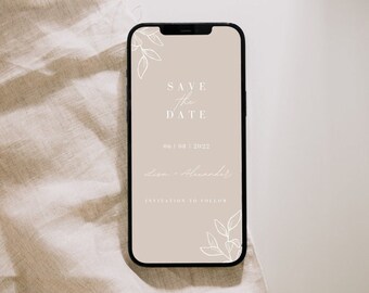 Digital Wedding Save the Date | Minimalistic, Modern Wedding Design |  Customizable, Editable | Canva Instant Download | Boho | Personalized