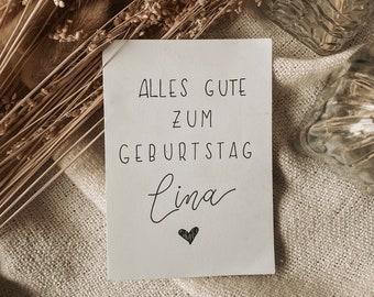 Personalisierte Handkalligrafierte A6 Geburtstagskarte | Grußkarte | Kraftpapier Umschlag | Familie, Freund, Freundin | Alles Gute zum Geburtstag