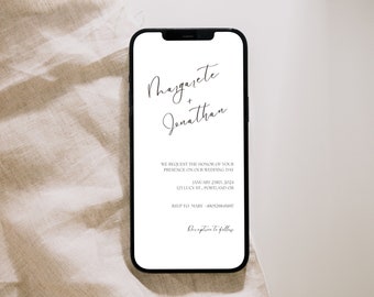 Modello digitale per invito di nozze / Design minimalista e moderno / Personalizzabile e modificabile / Download immediato da Canva