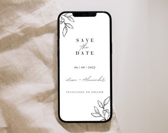 Minimalist Wedding Save the Date | Modern Boho Design (Canva Digital Download) | Editable, Customizable | Instant Download