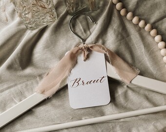 Kleiderbügel Label | Hochzeit | Brautkleid Anhänger | Personalisiert | Schleife | Getting Ready | Handgeschrieben