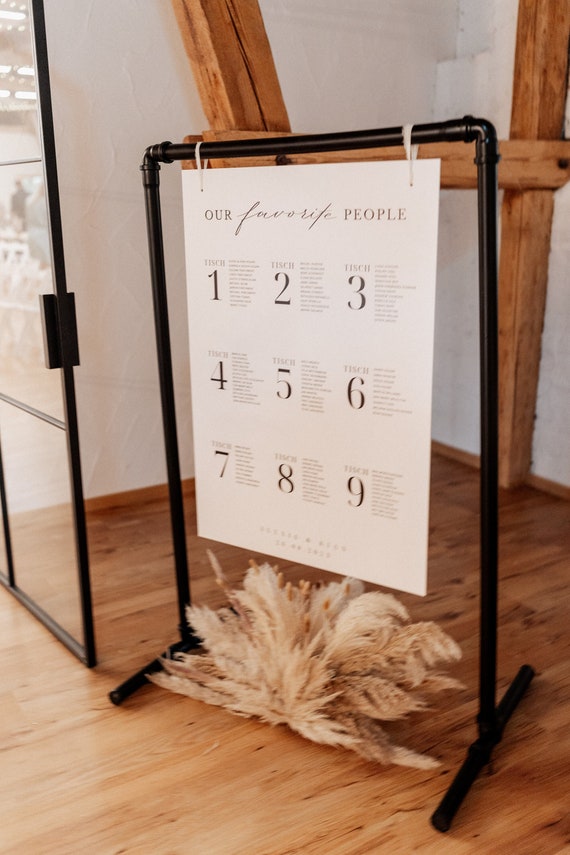Sitzplan Hochzeit Hartschaumplatte 70x100 | Individuell Boho Design | Sitzplan Tafel Weiß | Tischplan Wedding Seating Chart
