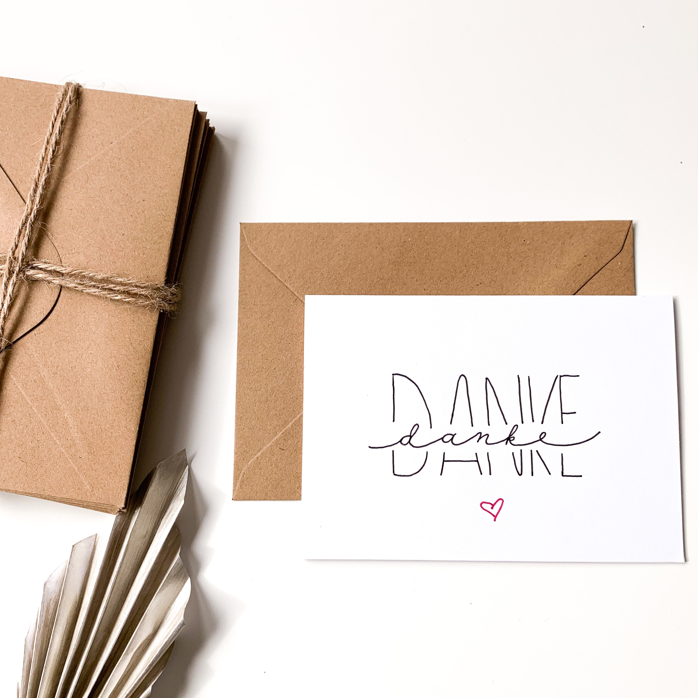 Danke Karte mit Umschlag Thank You Karte Kraftpapier | Etsy