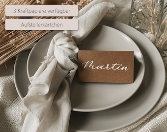 Platzkarten Hochzeit | Kraftpapier | Personalisiert | Handgeschrieben | Kalligrafiert | Namensschilder | Individuell Beschriftet
