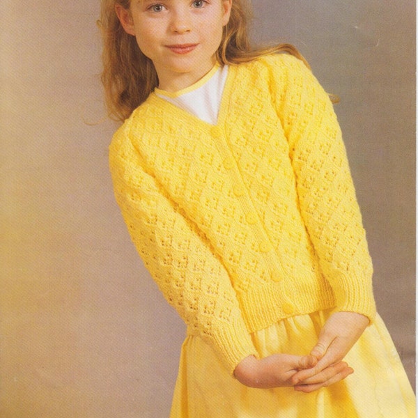 children's girls cardigan 4 ply knitting pattern pdf instant digital download