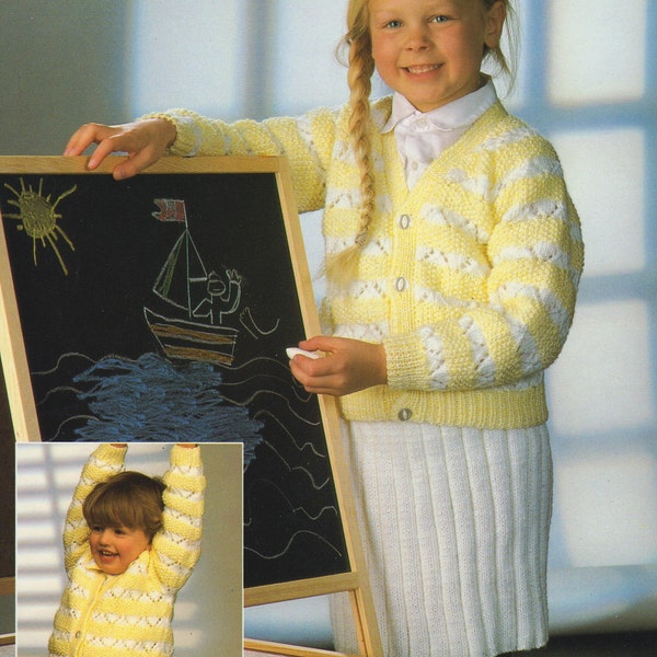 toddler children's girls cardigan and skirt double knit knitting pattern pdf instant digital download