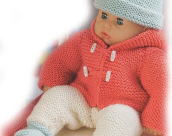 baby boys girls doll clothes easy knit garter stitch double knit knitting pattern pdf instant digital download