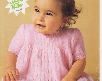 baby girls dress 4 ply knitting pattern pdf instant digital download