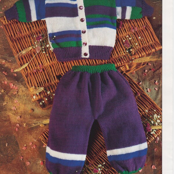 baby boys girls jacket and trousers double knit knitting pattern pdf instant digital download