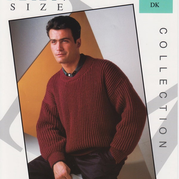 men's fisherman's rib sweater double knit knitting pattern pdf instant digital download