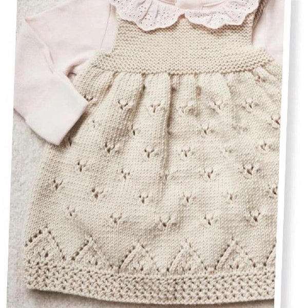 baby girls dress 0 months - 2 years double knit knitting pattern pdf instant digital download