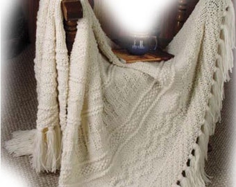 lap blanket easy knit Aran knitting pattern pdf digital download