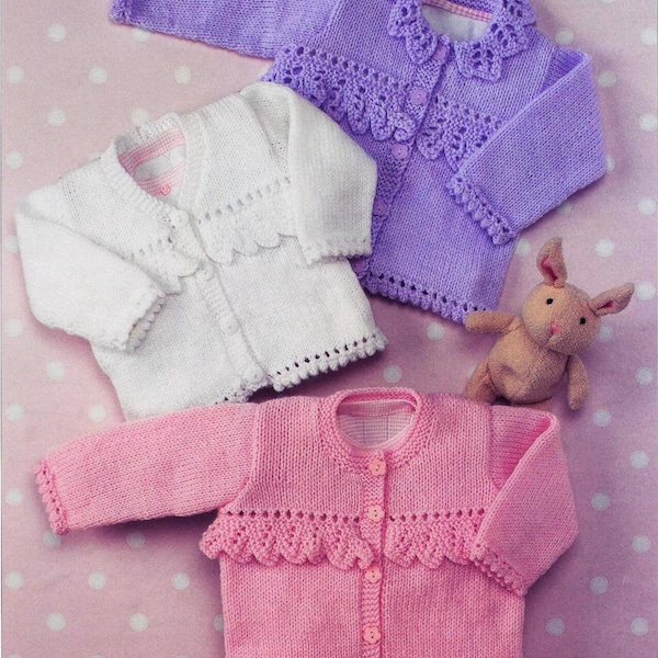 baby girls cardigans double knit knitting pattern pdf instant digital download