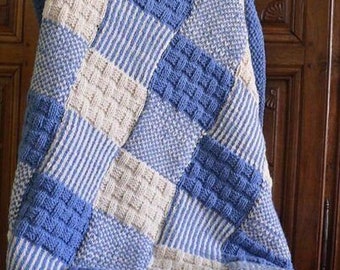 patchwork blanket chunky knit knitting pattern pdf instant digital download