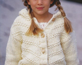 children's girls boys jacket 3 - 14 years super chunky yarn knitting pattern pdf instant digital download