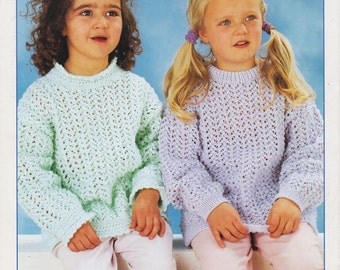 childrens girls lace tunics sweaters double knit knitting pattern pdf instant download