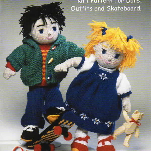 boys girls rag doll toy double knit knitting pattern pdf digital download