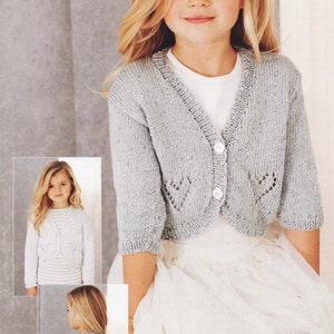 children's girls cardigan 2 - 11 years double knit knitting pattern pdf instant digital download