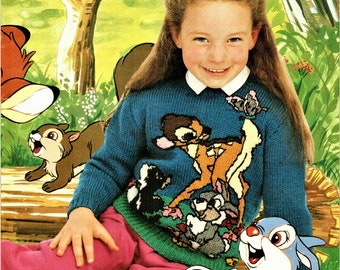 childrens / girls / Bambi jumper / sweater double knit knitting pattern pdf instant digital download