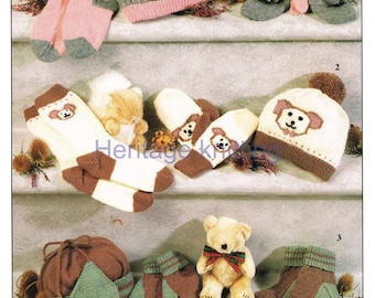 children's boys girls hats mittens and socks 4 ply knitting pattern pdf instant digital download