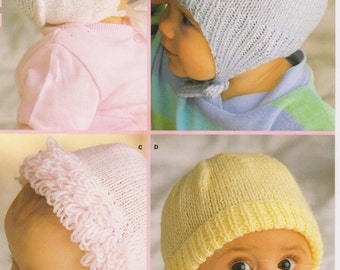 cappelli e berretti per bambine e ragazze 0 - 12 mesi doppia maglia modello di maglia pdf download digitale istantaneo