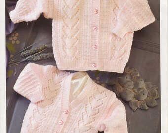 baby girls textured heart cardigans double knit knitting pattern pdf instant digital download