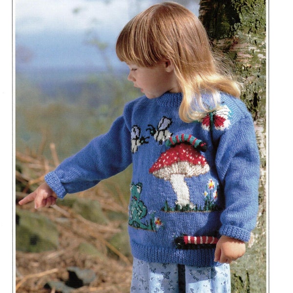 children's girls boys woodland sweater double knit knitting pattern pdf instant digital download