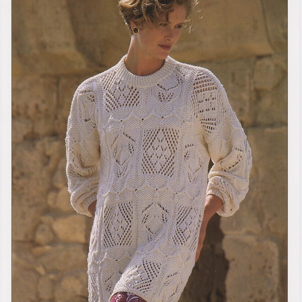 women's ladies sweater jumper double knit knitting pattern pdf instant digital download
