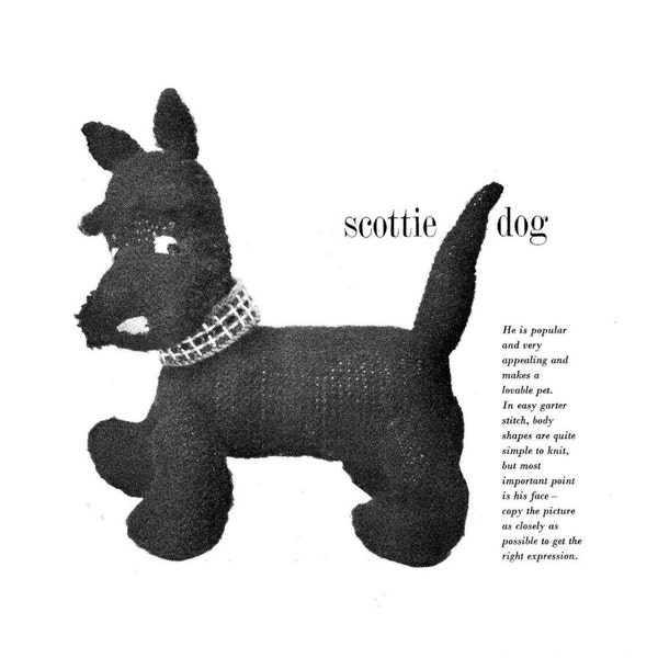 scottie dog toy double knit knitting pattern pdf digital download