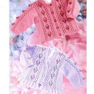 baby girls cardigan double knit knitting pattern pdf 189a