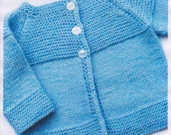 Baby Children’s Jacket Cardigan Garter Stitch Yoke Easy Stitches  0 -9 months double knit knitting pattern pdf instant digital download
