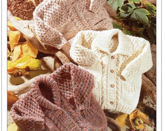 baby children's boys girls jacket / cardigan chunky knit knitting pattern pdf 187