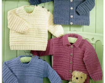 Baby Mädchen Pullover und Jacke 4 fädig Strickmuster Pdf Digitaler Download