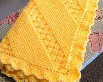 baby panel blanket double knit knitting pattern pdf instant digital download