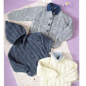 baby boys sweater cardigan and jacket Aran knitting pattern