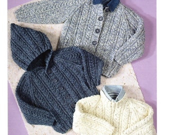 baby boys sweater cardigan and jacket Aran knitting pattern