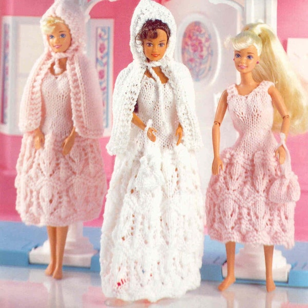 Vêtements de poupée barbie filles en tricot double et modèle de tricot 4 épaisseurs pdf téléchargement numérique instantané