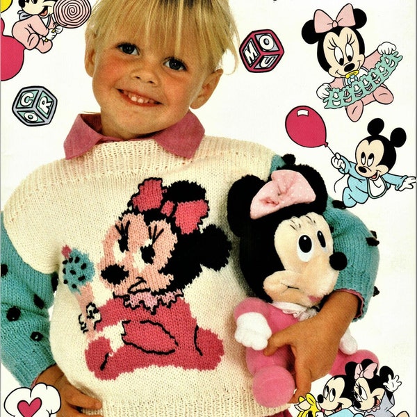 childrens / girls /  Minnie mouse sweater double knit knitting pattern pdf instant digital download