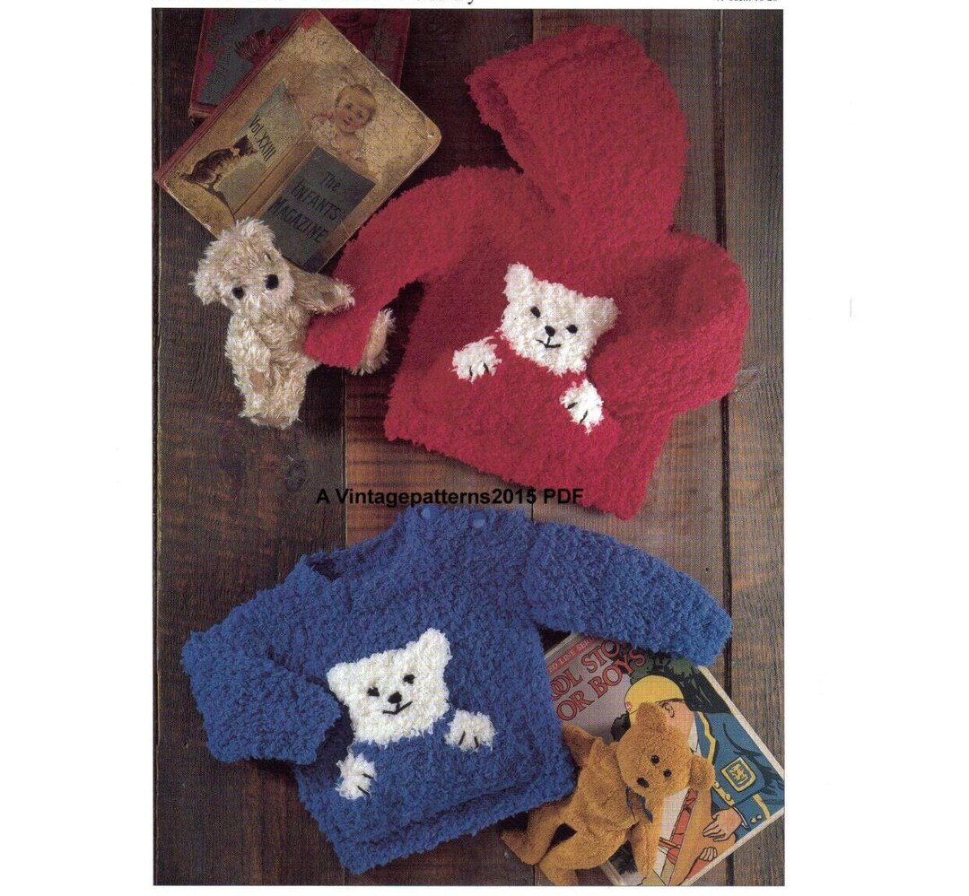 Baby Childrens Teddy Bear Sweaters Chunky Knit Knitting Pattern Pdf Digital Download Etsy